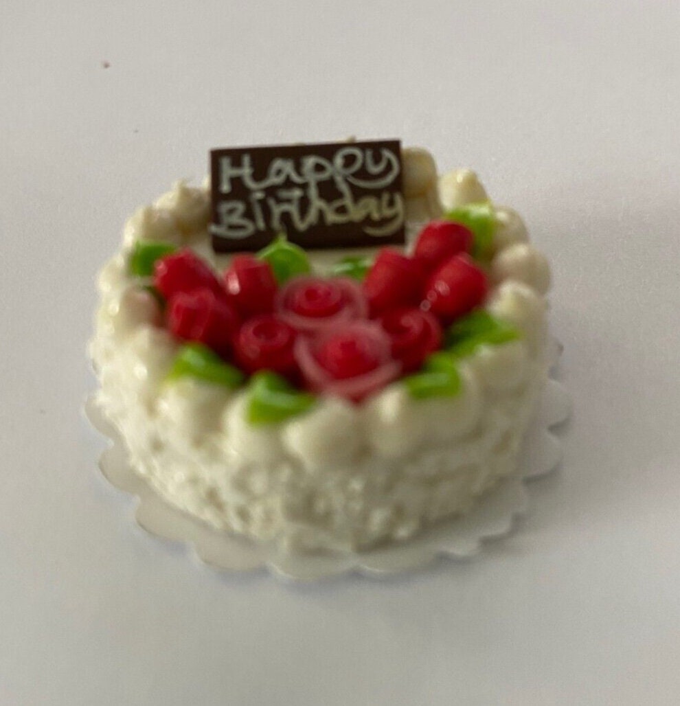 Dollhouse Miniature Happy Birthday Cake