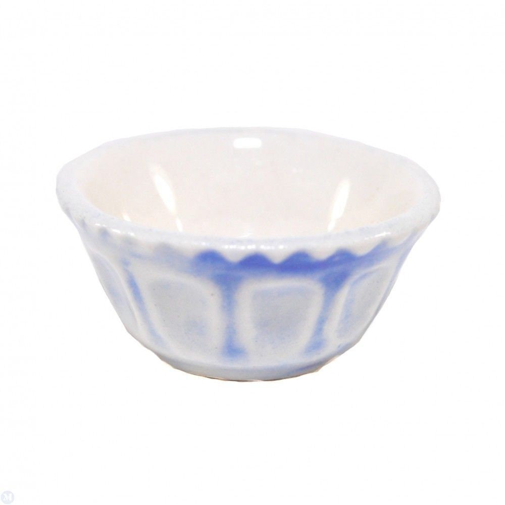 Dollhouse Miniature Small Blue and White Mixing Bowl