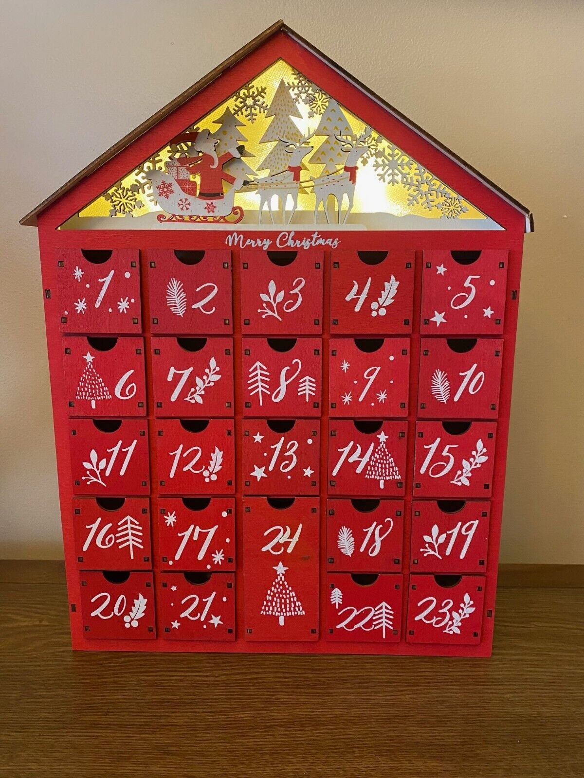 Lighted Holiday Advent Calendar Filled With Dollhouse Miniatures