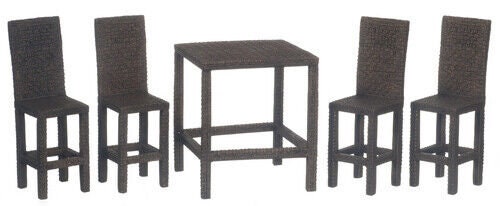 Dollhouse Miniature Wicker Hi-Top Dining Set of 5