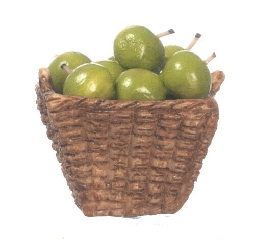 Dollhouse Miniature Apple Basket by Falcon Miniatures