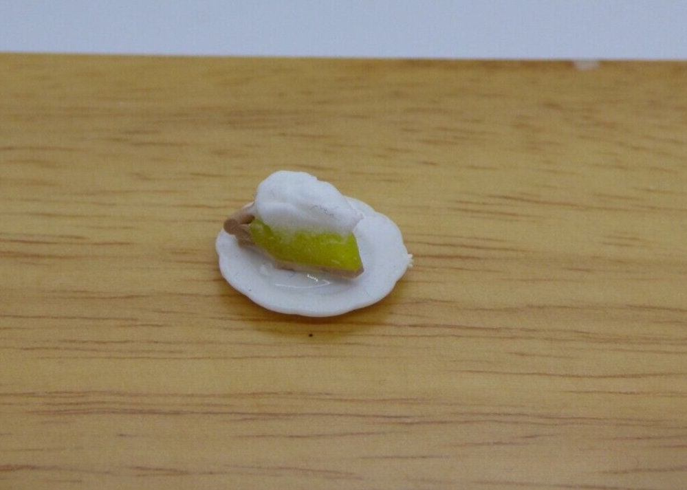Dollhouse Miniature Lemon Meringue Pie Slice Handcrafted
