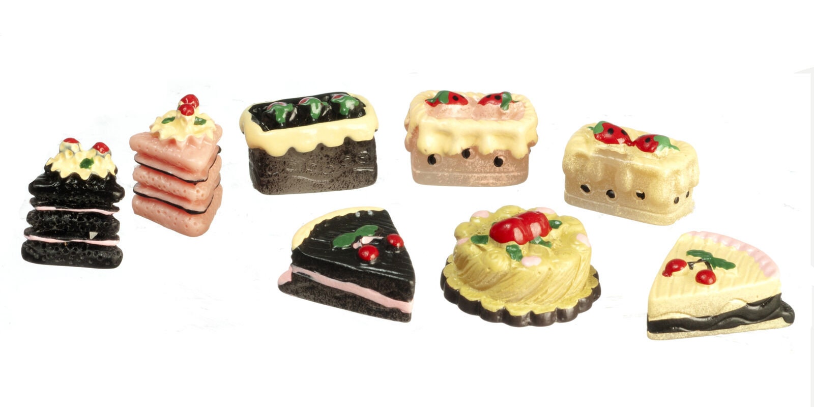 Dollhouse Miniature Assorted Cakes Set of 8