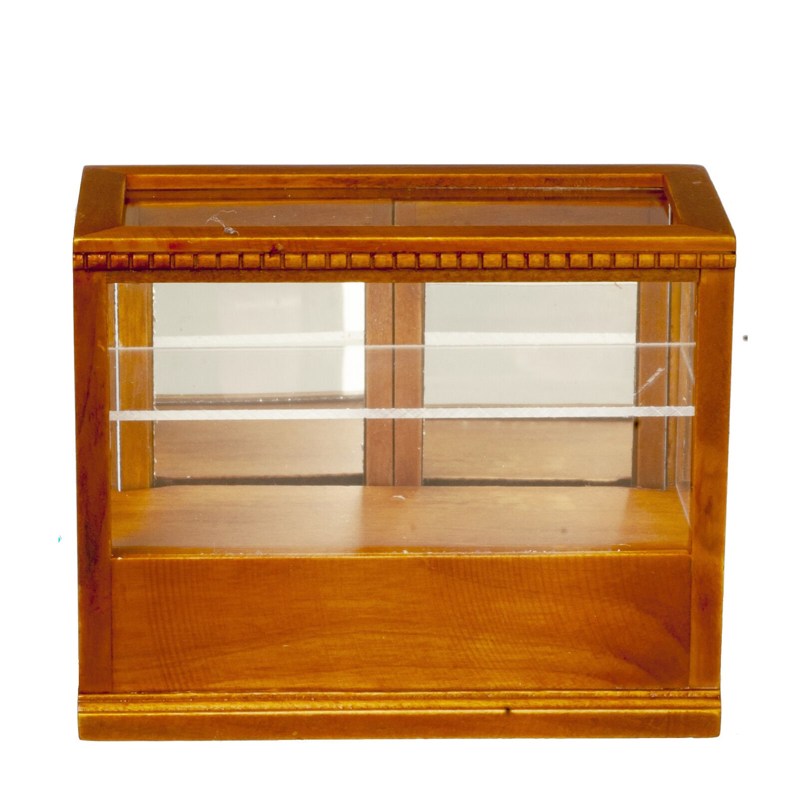 Dollhouse Miniature Rectangular Display Case in Walnut