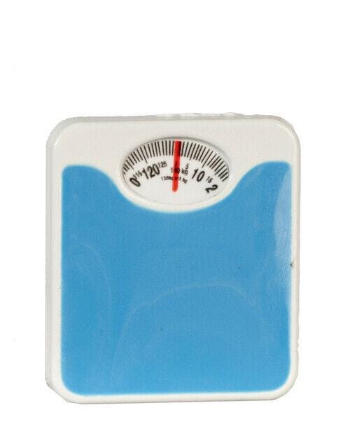Dollhouse miniature blue bathroom scale
