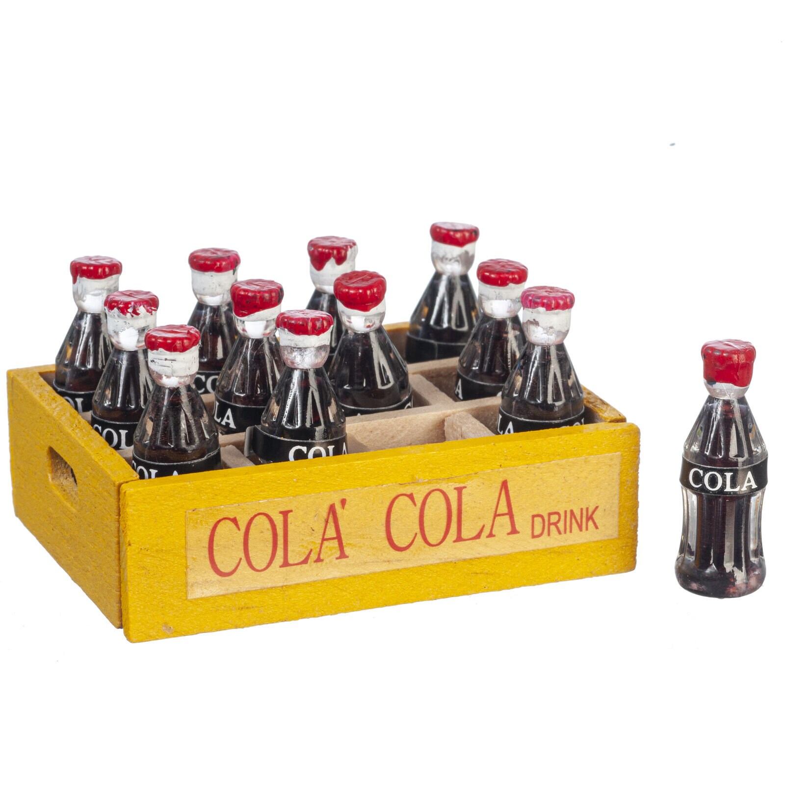 Dollhouse Miniature Yellow Cola Case with 12 Cola Bottles