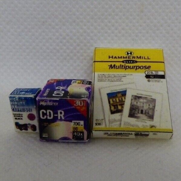 Dollhouse Miniature Computer Supplies Set of 3 - Handcrafted