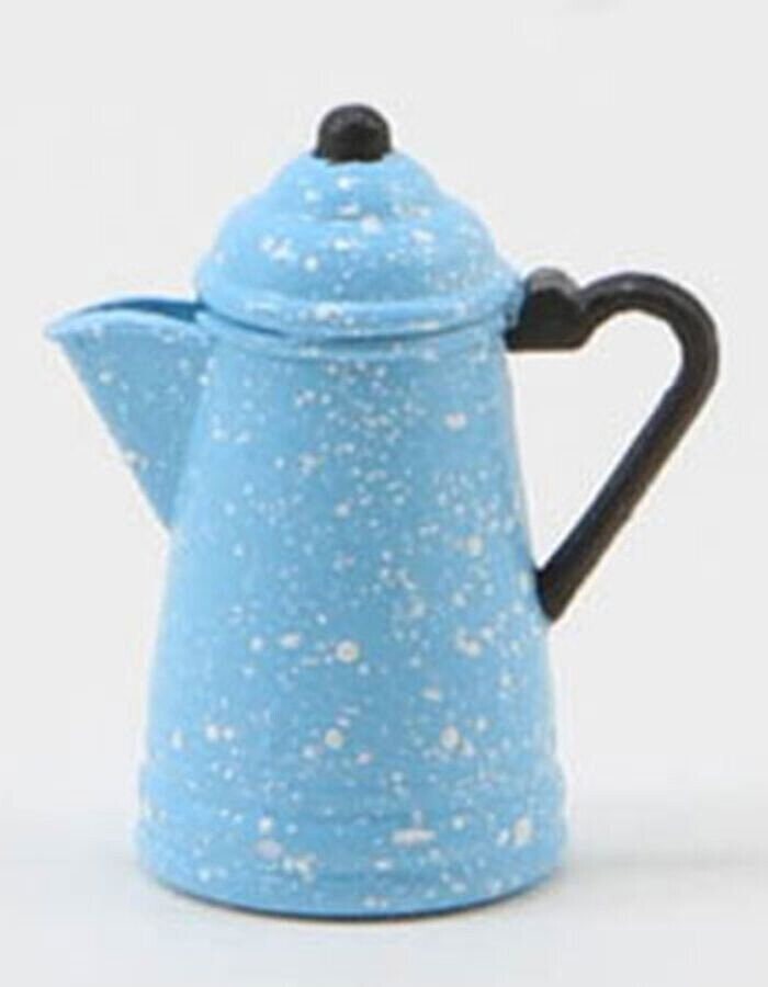 Dollhouse Miniature Coffee Pot, Blue and White, by Chrysnbon