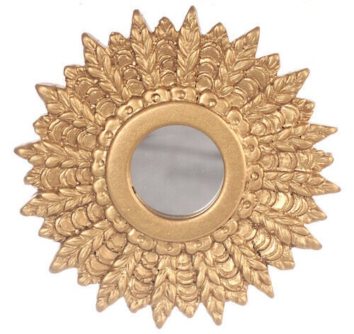 Dollhouse Miniature Giltwood 1950's Sunburst Mirror