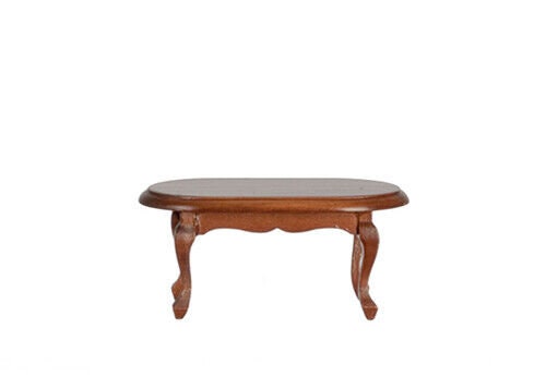 Dollhouse Miniature Oval Coffee Table in Mahogany