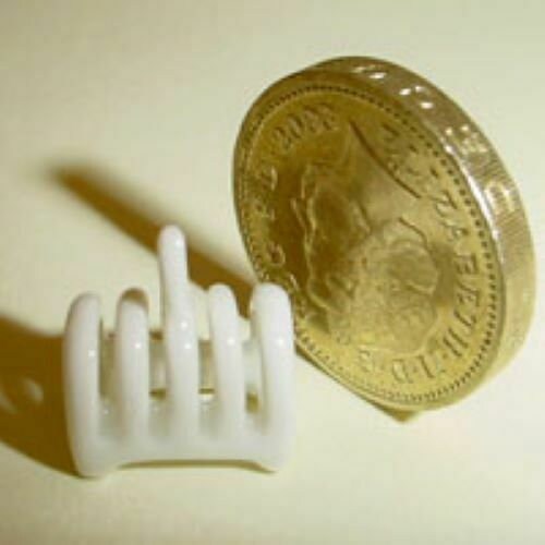 Dollhouse miniature white china toast rack - imported