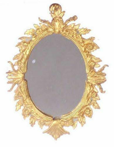 Dollhouse miniature oval antique mirror