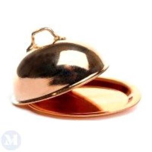 Dollhouse miniature copper plated oval tray and cover by mini mundus