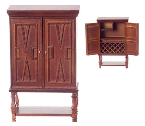 Dollhouse miniature chateauroux bar cabinet in walnut