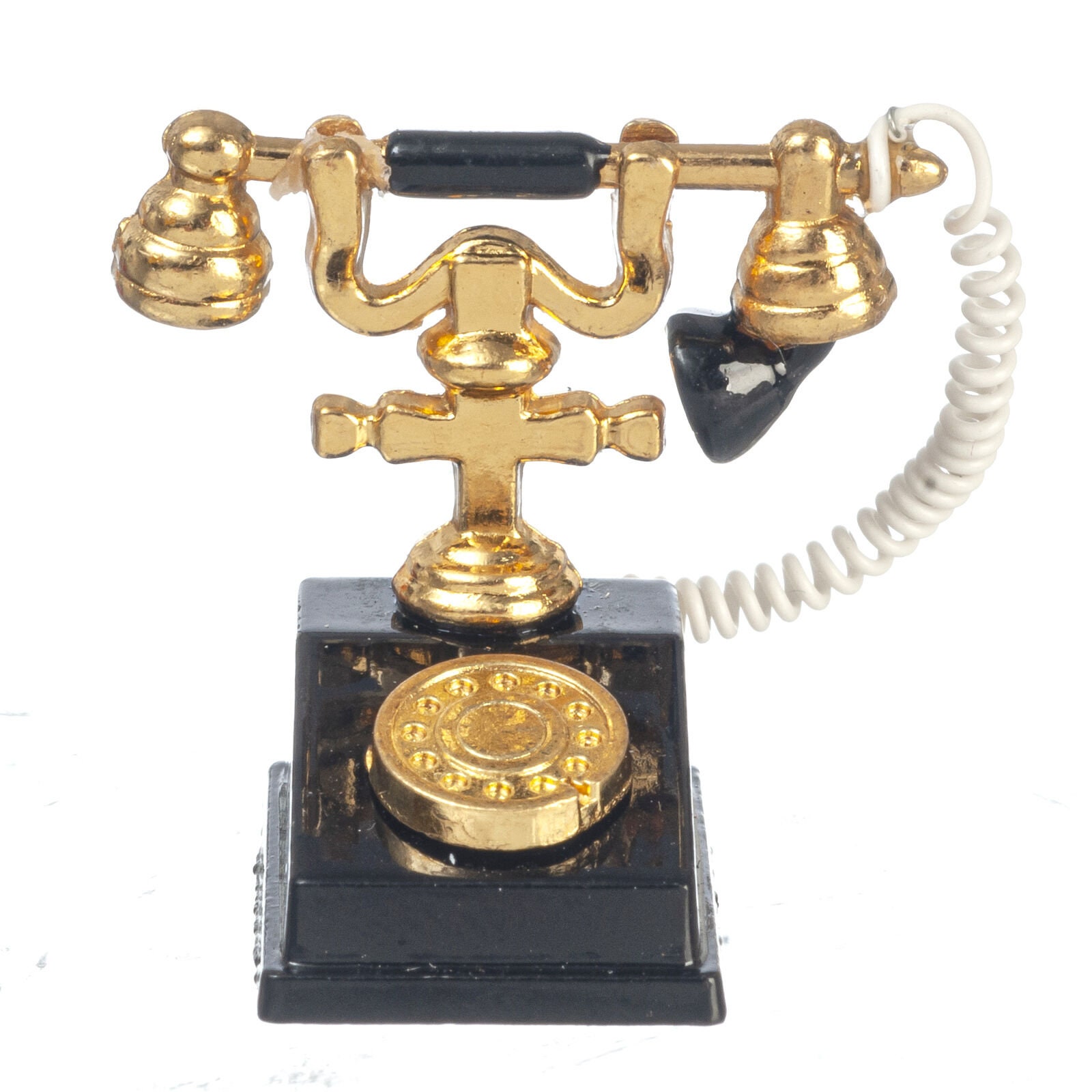 Dollhouse miniature black classic telephone