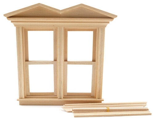Dollhouse miniature victorian hooded working double window