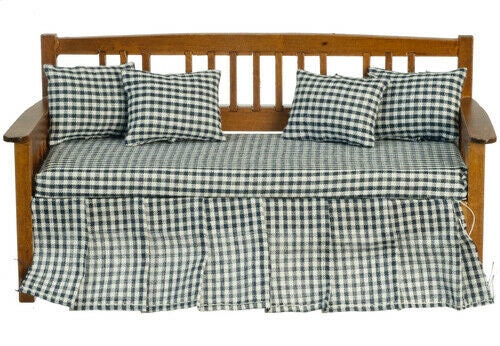 Dollhouse miniature daybed in walnut