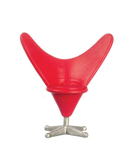 Dollhouse miniature heart cone chair in red