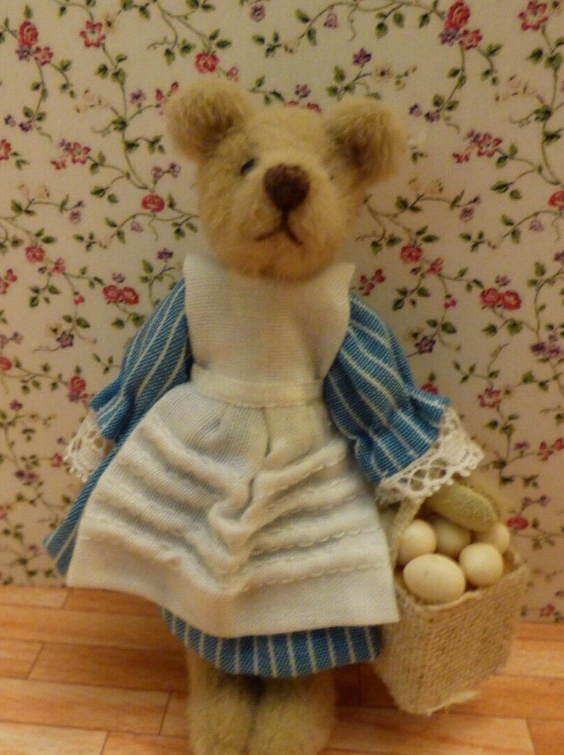 World of miniature bear  - back from market bear - for dollhouse or collection