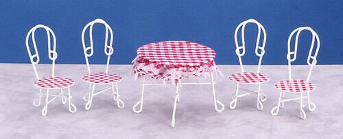 Dollhouse miniature soda fountain table and 4 chairs