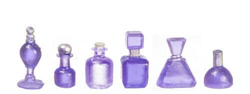 Dollhouse miniature assorted bottles - 6 pieces - purple