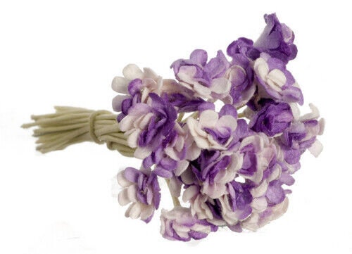 Dollhouse miniature purple gypso set of 24 stems
