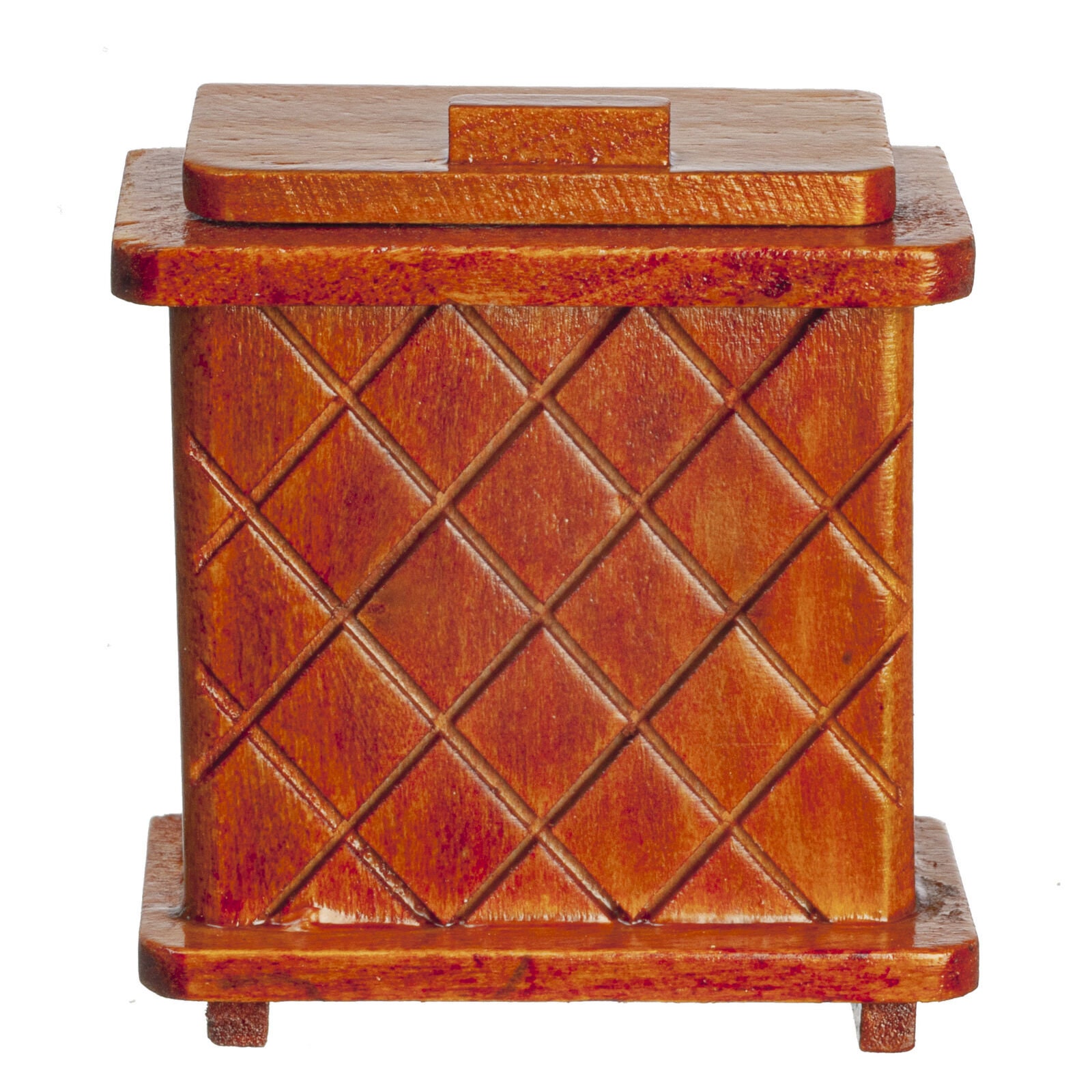 Dollhouse miniature walnut clothes hamper