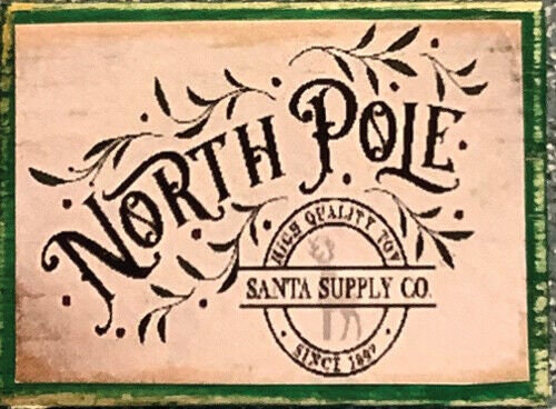 Dollhouse miniature decor board sign - north pole