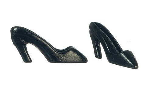 Dollhouse miniature high heel shoes, black