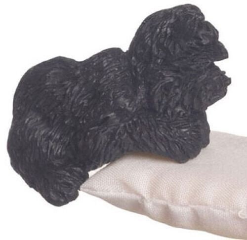 Dollhouse miniature west highland terrier, black, sitting