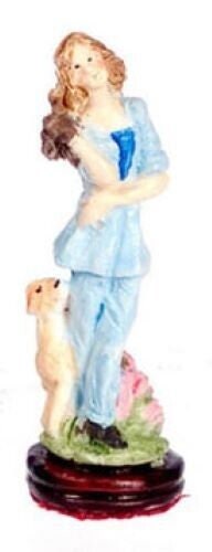 Dollhouse miniature dog walker figurine by falcon miniatures