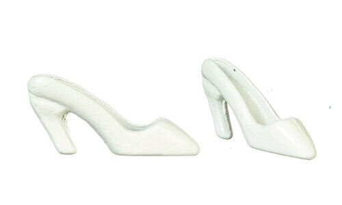Dollhouse miniature high heel shoes, white
