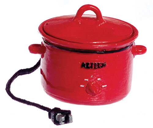 Dollhouse miniature red "electric" crockpot