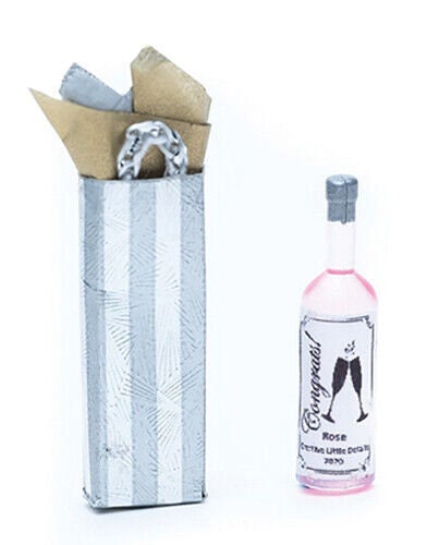 Dollhouse miniature wedding wine gift