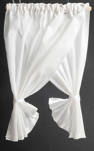 Dollhouse miniature tie back, white double swag