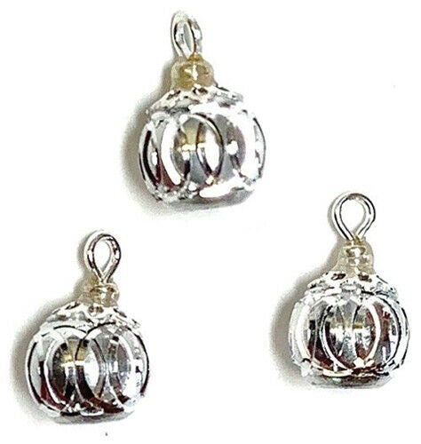 Dollhouse miniature silver rings ornaments set of 3