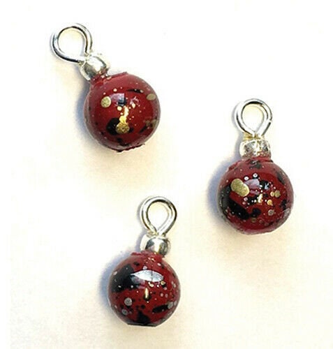 Dollhouse miniature burgundy splatter ornaments set of 3