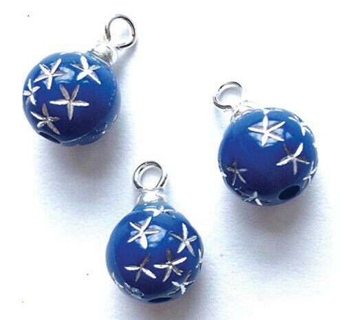 Dollhouse miniature navy starburst ornaments set of 3