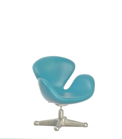 Dollhouse miniature modern chair in blue