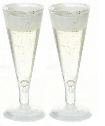 Dollhouse miniature pilsner of beer, set of 2