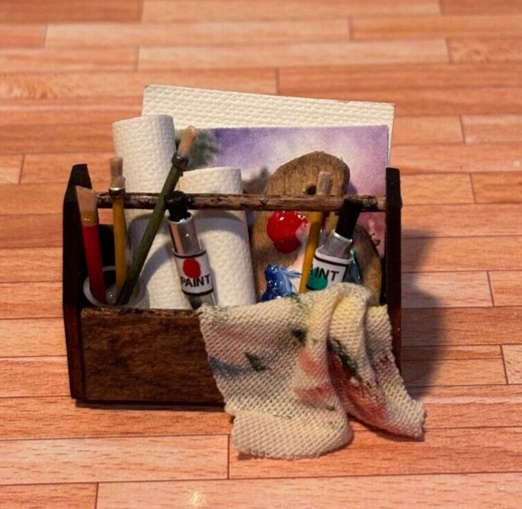 Dollhouse miniature art tote handcrafted by taylor jade