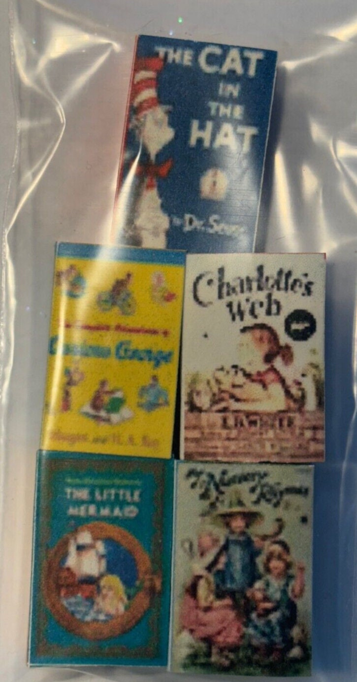 Dollhouse miniature set of 5 children's books handcrafted by taylor jade