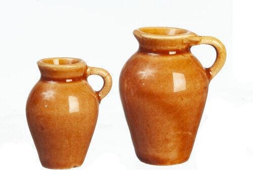 Dollhouse miniature dark colored jars set of 2