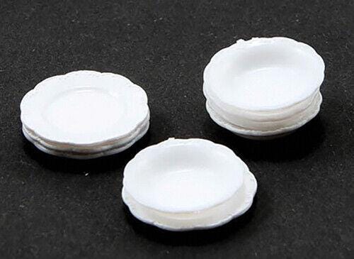 Dollhouse miniature soup bowls and salad plates, white, set of 24
