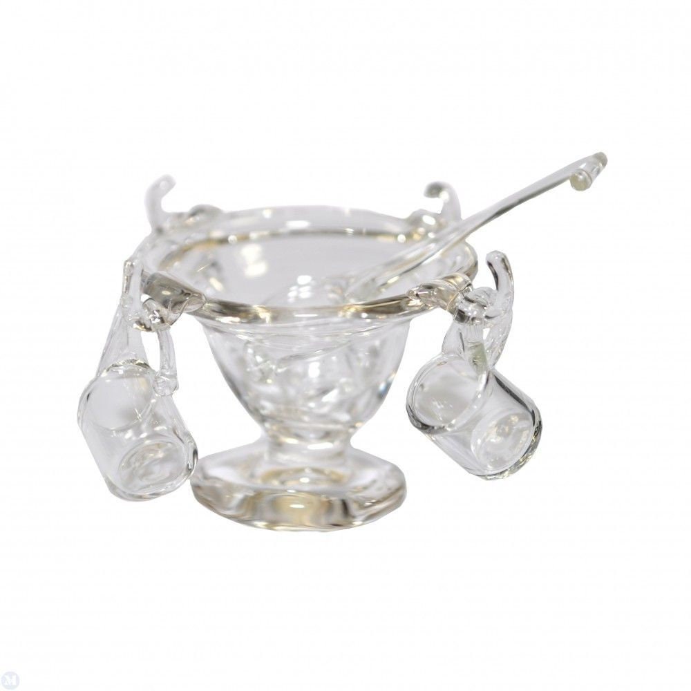 Dollhouse miniature glass punch bowl set
