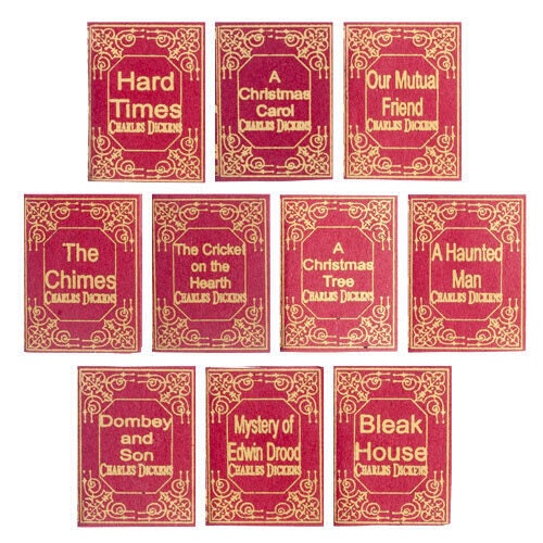 Dollhouse miniature set of 10 charles dickens books