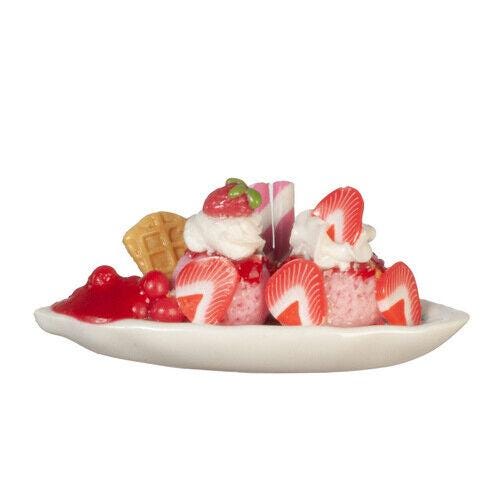 Dollhouse miniature strawberry split