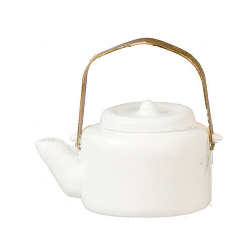 Dollhouse miniature teapot in white