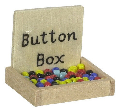 Dollhouse miniature button box with buttons