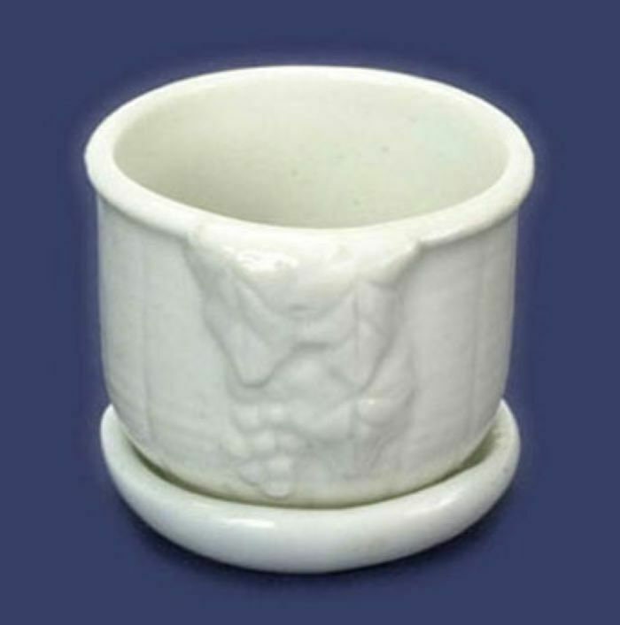 Dollhouse miniature porcelain planter with saucer